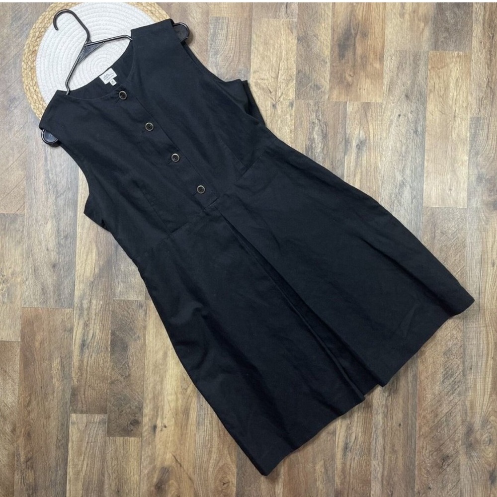 LL Bean Black Sleeveless Dress Linen Blend Womens Size 16